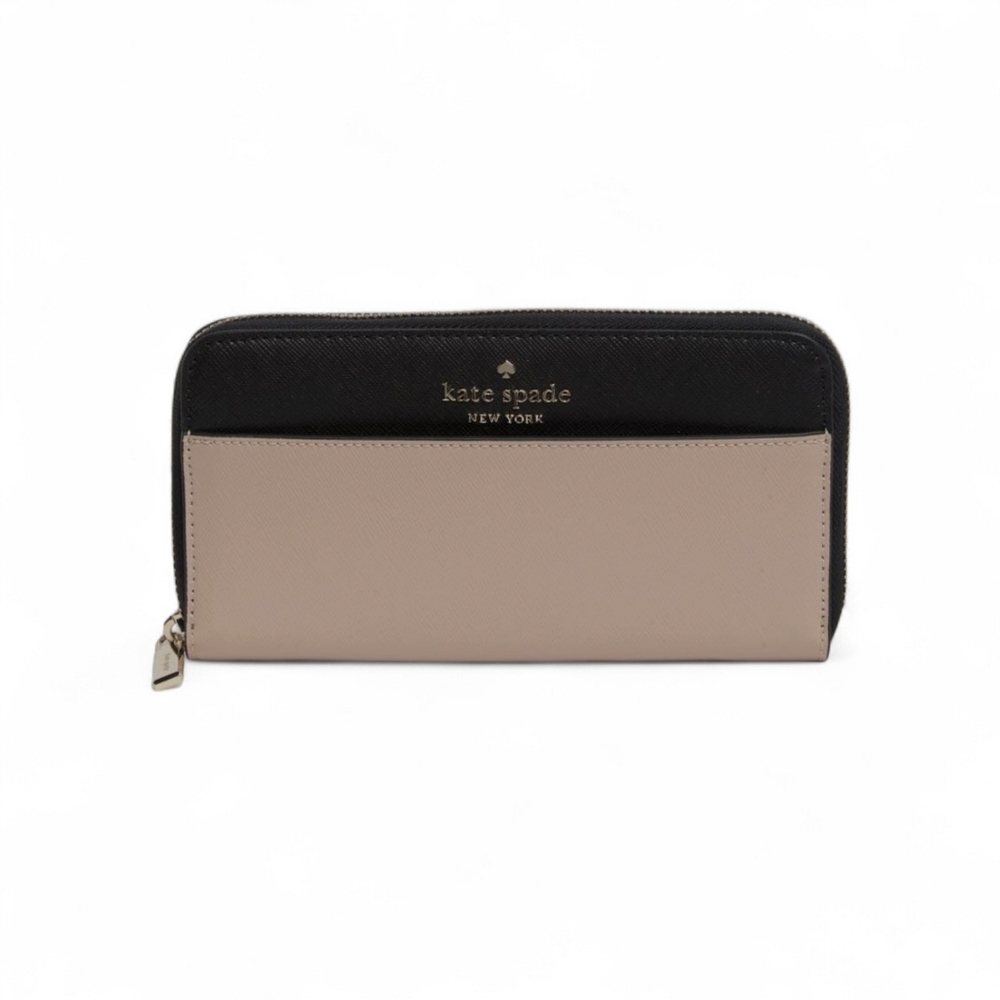 ✨ NWT Kate Spade Staci Colorblock Large Continental Wallet - Warm Beige/Black ✨